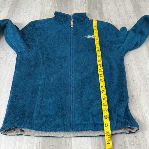 North Face Teal Blue Long Sleeve Zip Up Pockets Fleece Sweater Jacket Small - Picture 13 of 15